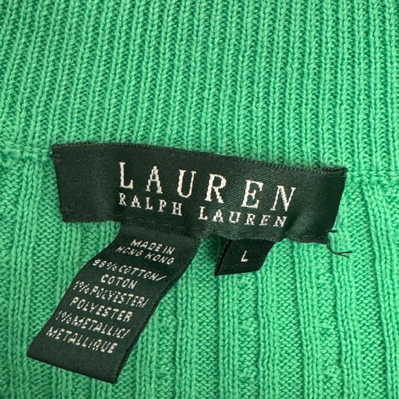 Ralph Lauren Green Zip-Up Sweater -large but fits like Med. - Picture 2 of 5